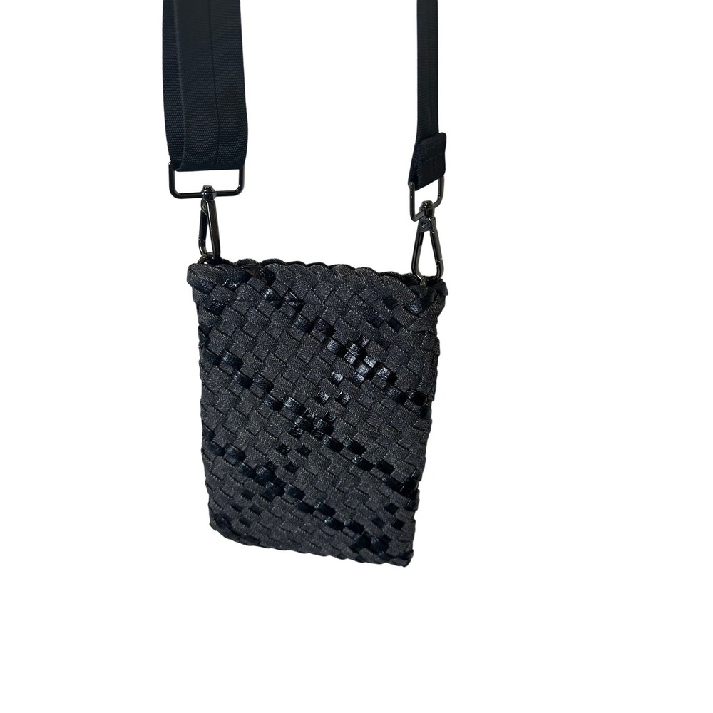 Haute Shore Woven Crossbody Phone Bag Charcoal Black Adjustable Strap